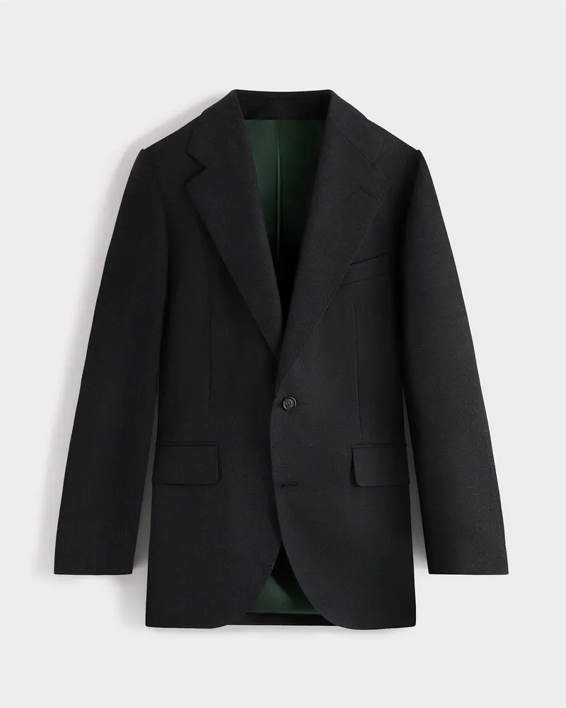 COSTUME DROIT EN SERGÉ DE LAINE - ANTHRACITE