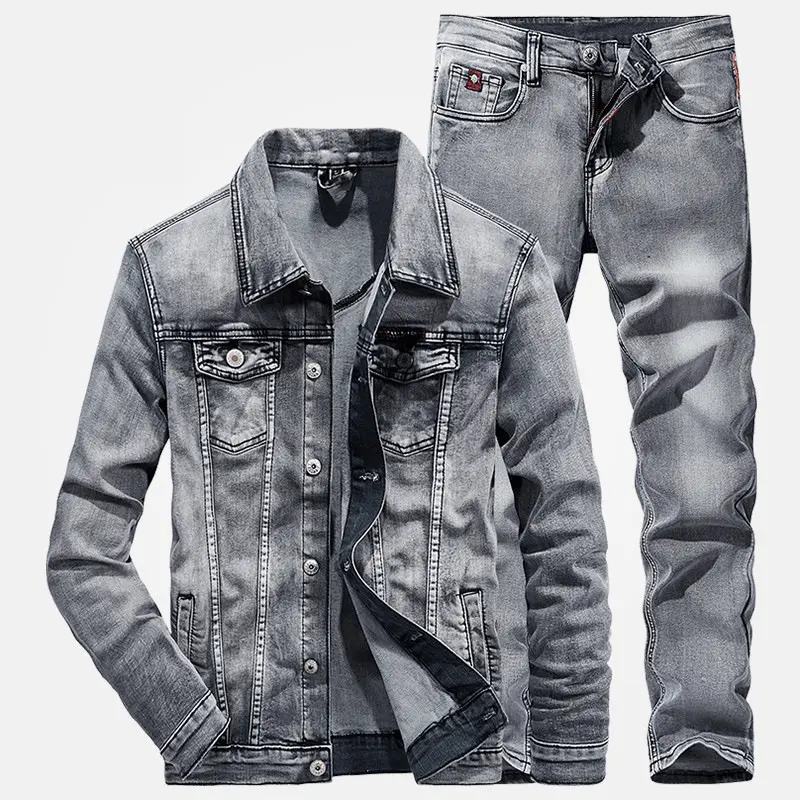Costume en Jean Homme Deux Pièces – Veste Slim Style Coréen Tendance Grande Taille