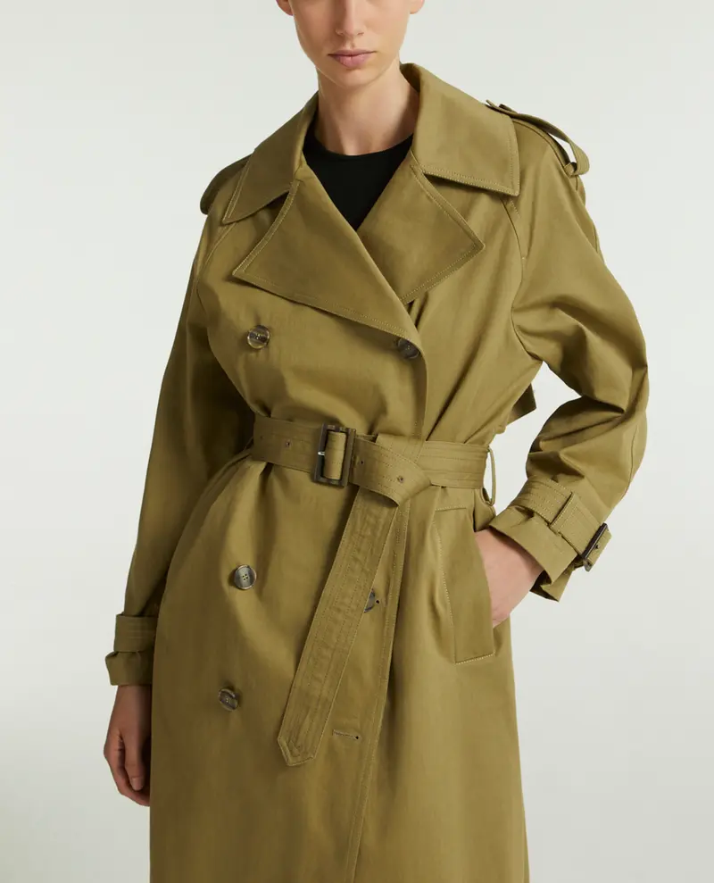 Cotton gabardine trench coat