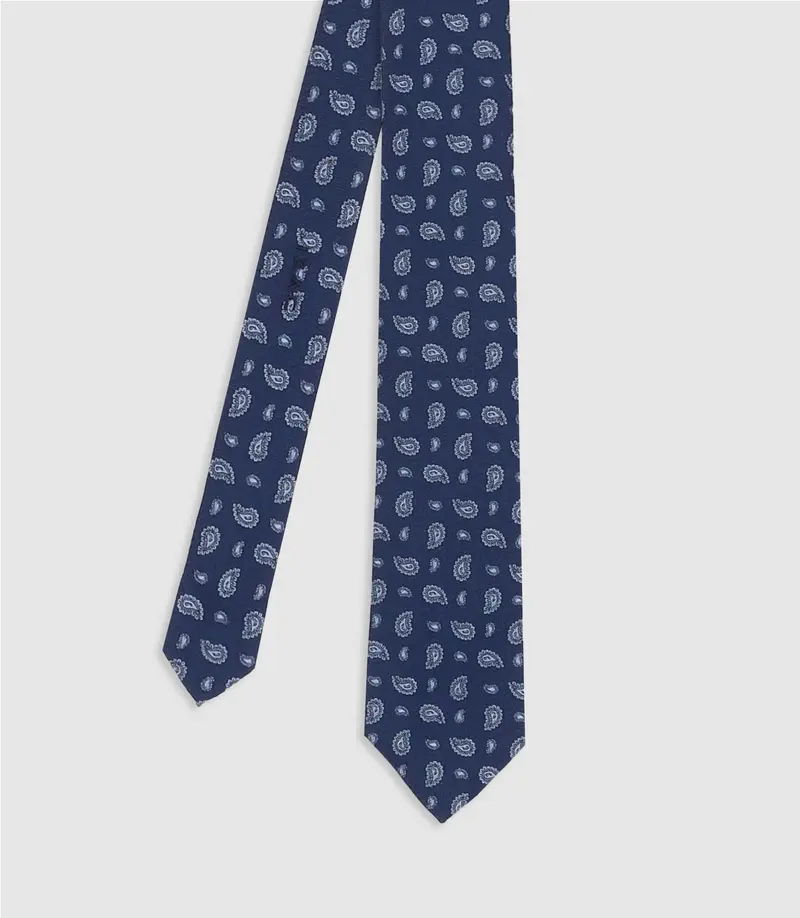 Cravate à motifs paisley bleue