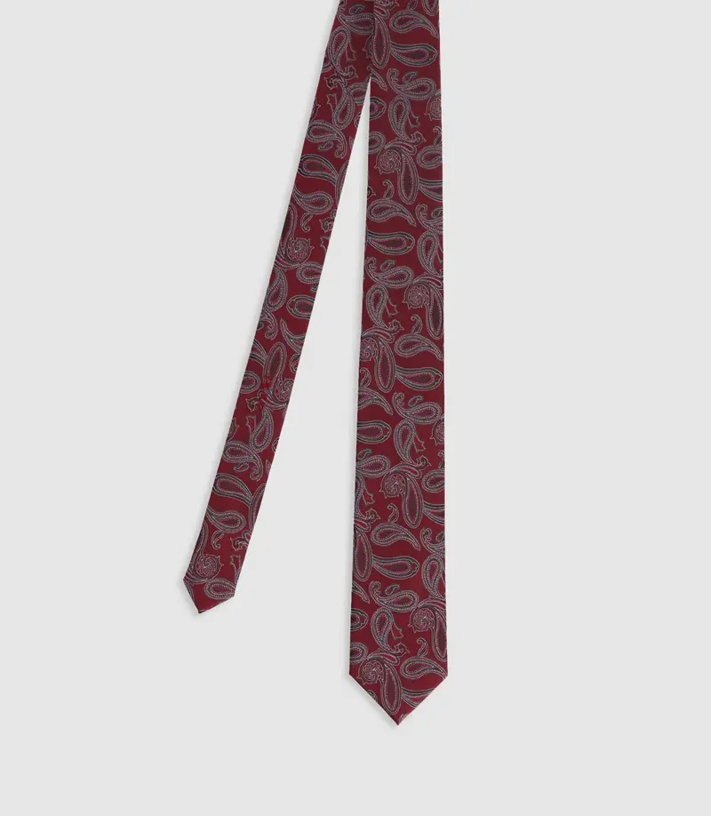 Cravate avec motifs en soie bordeaux