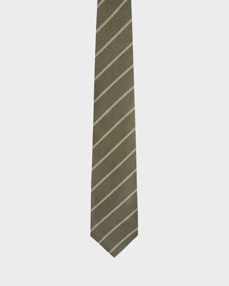 CRAVATE EN JACQUARD DE SOIE - MILITAIRE À RAYURES DORÉES