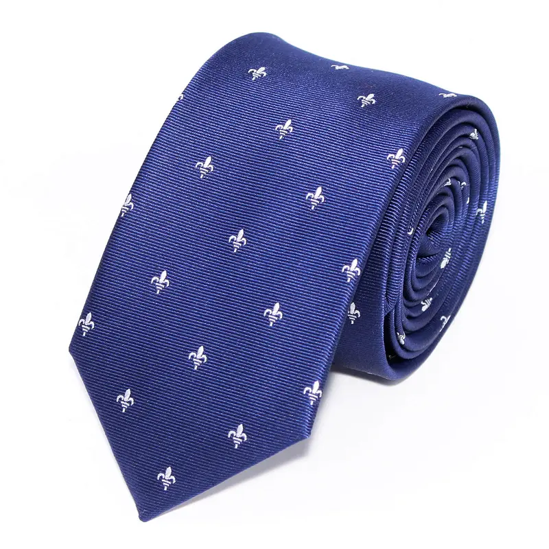Cravate Fleur de Lys Bleu Marine en Soie