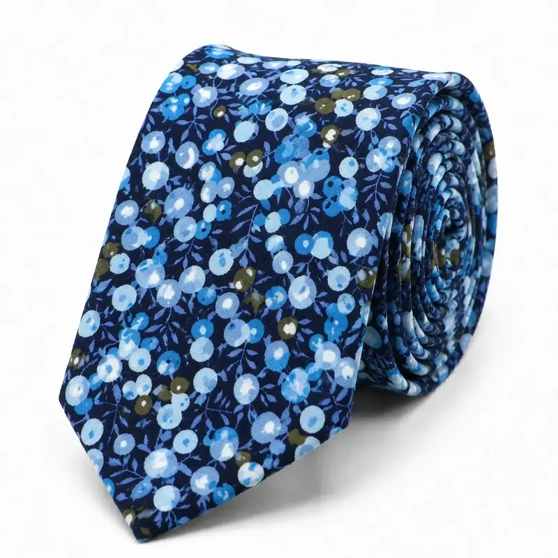 Cravate Liberty bleu et blanc en coton