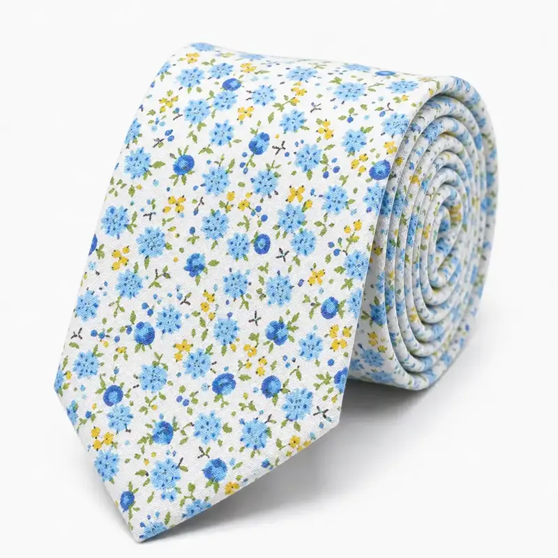 Cravate Liberty bleu et jaune en coton