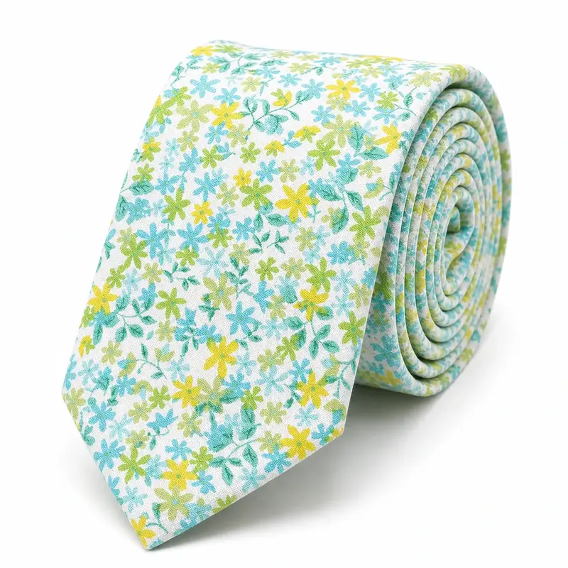 Cravate Liberty bleu et jaune floral en coton