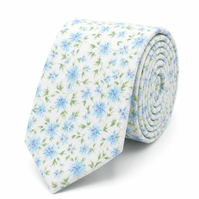 Cravate Liberty bleu floral en coton