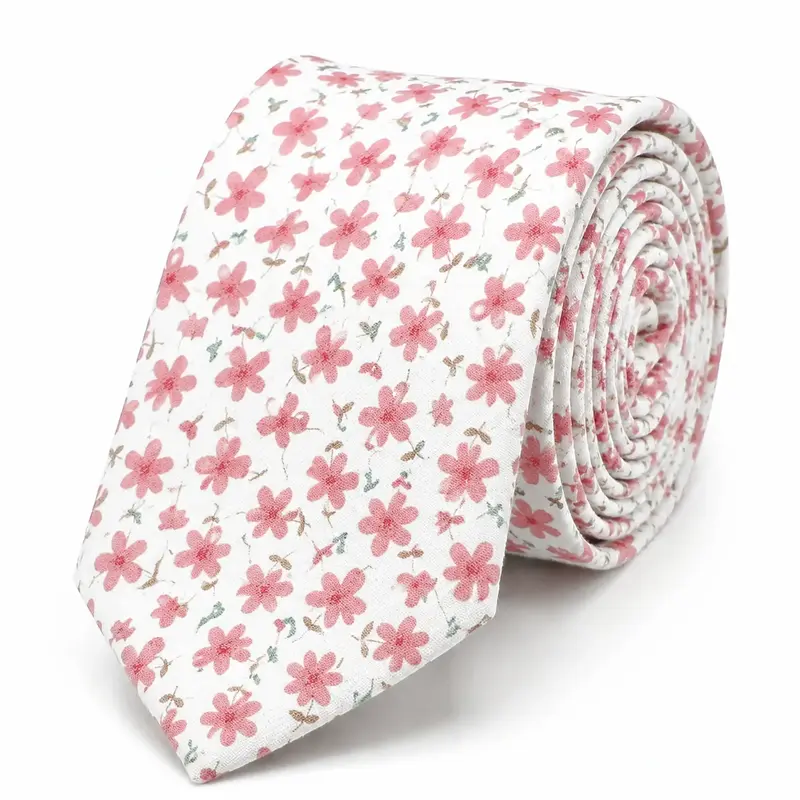 Cravate Liberty rose et blanc en coton
