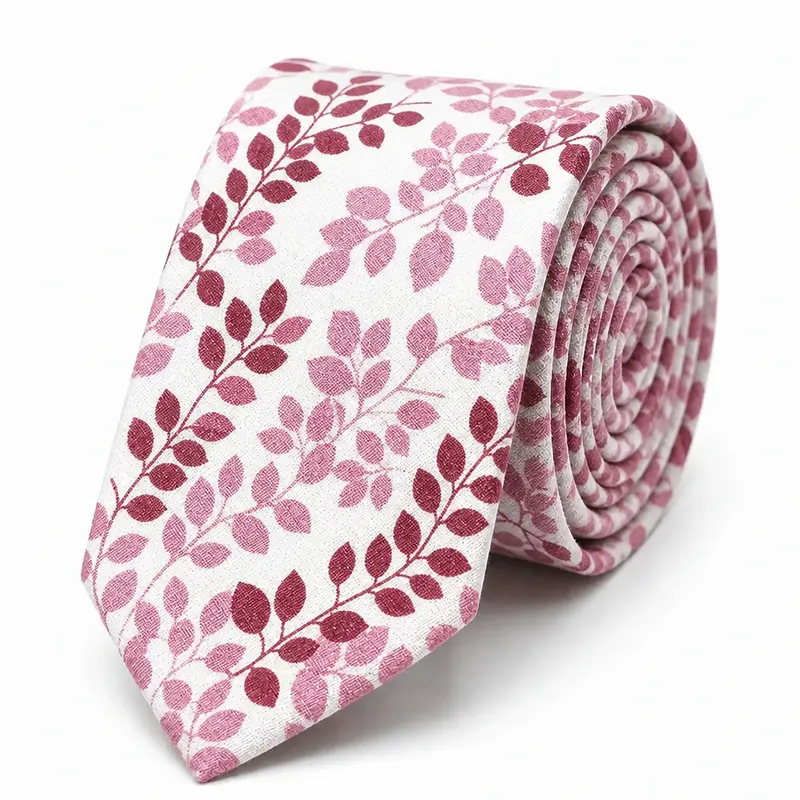 Cravate Liberty rose et bordeaux en coton