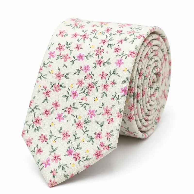 Cravate Liberty rose et vert en coton