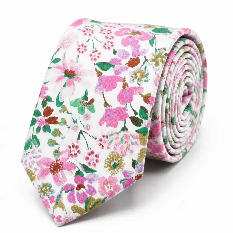 Cravate Liberty rose et violet en coton