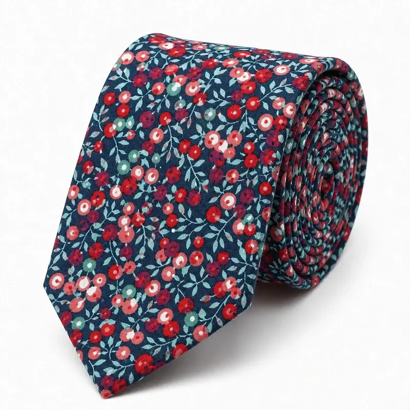 Cravate Liberty rouge et bleu marine en coton