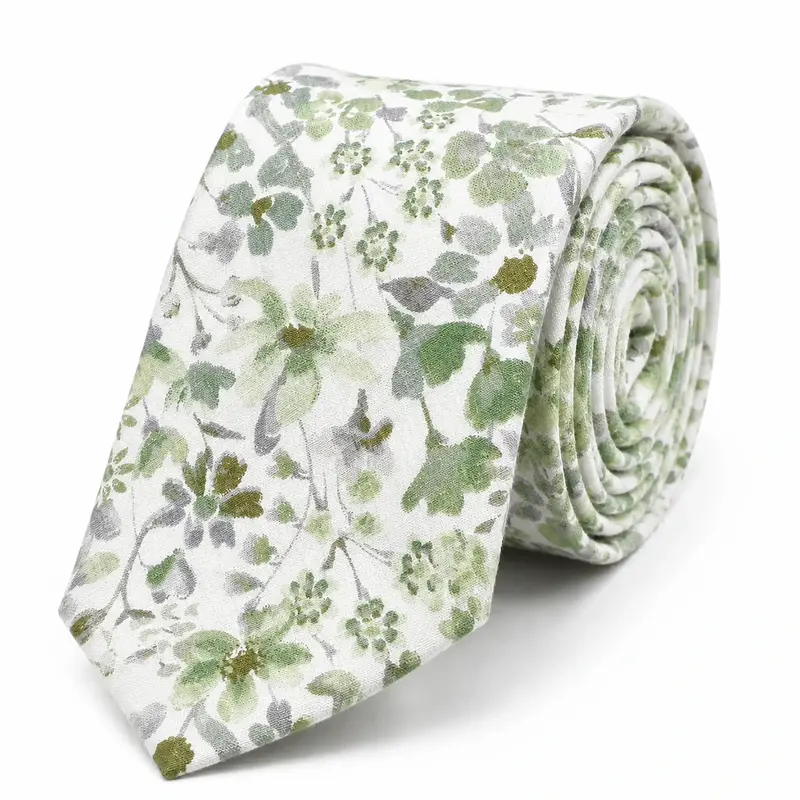Cravate Liberty vert et gris en coton