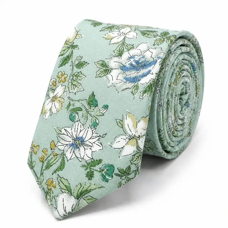 Cravate Liberty vert menthe en coton