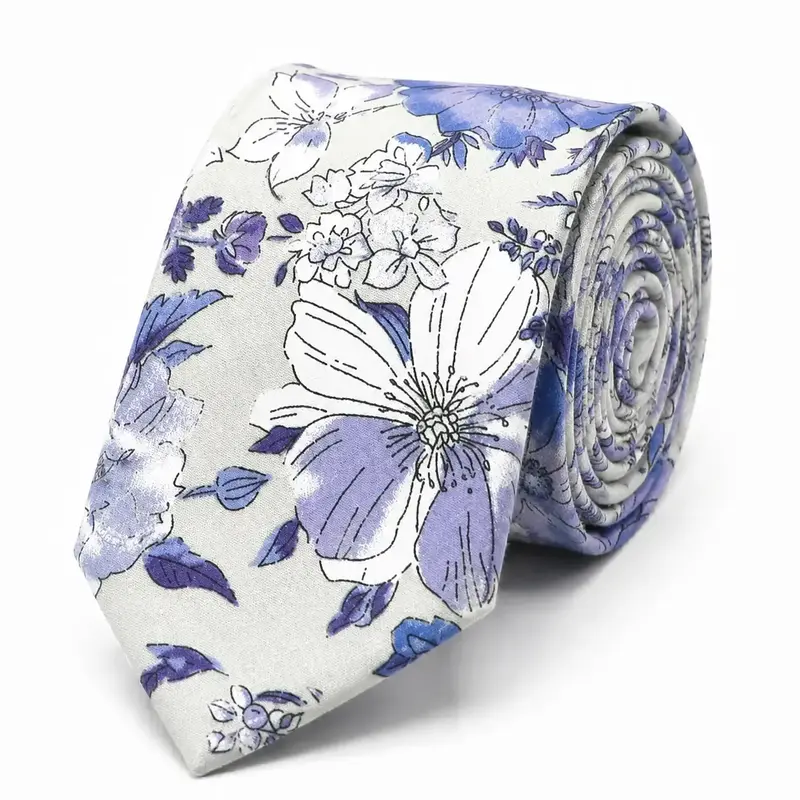 Cravate Liberty violet et blanc en coton