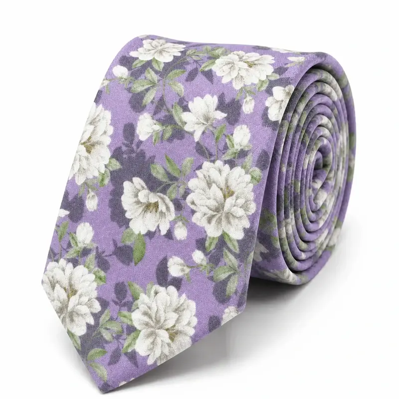 Cravate Liberty violet imprimé floral en coton