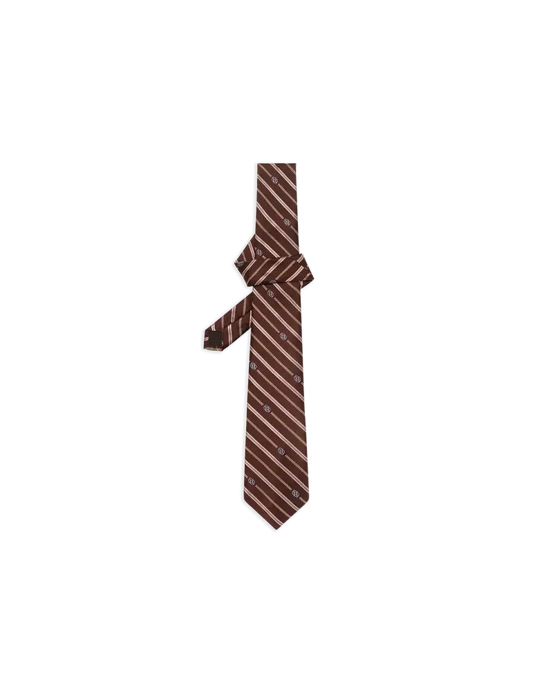 Cravate Soie Rayée Monogramme