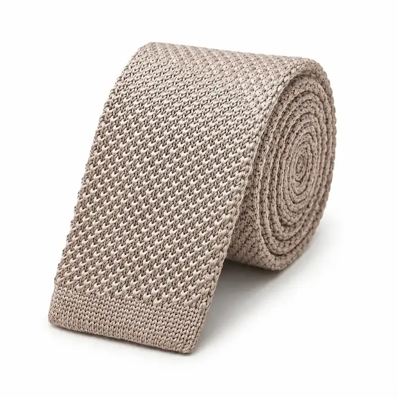Cravate tricot beige naturel en microfibre