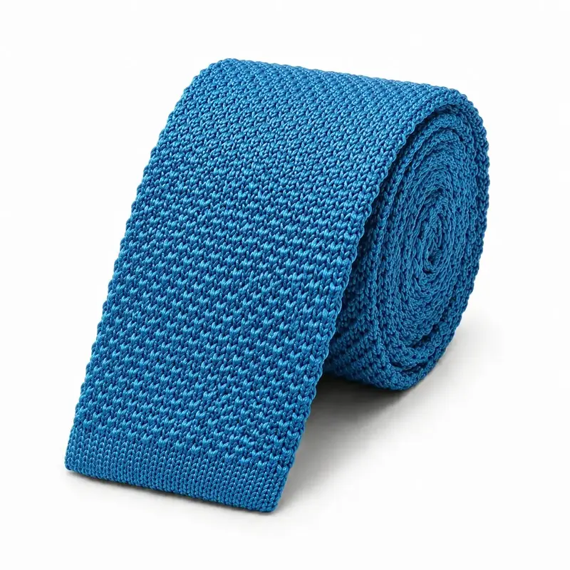 Cravate tricot bleu acier en microfibre