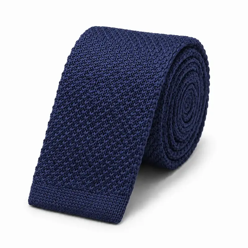 Cravate tricot bleu nuit en microfibre
