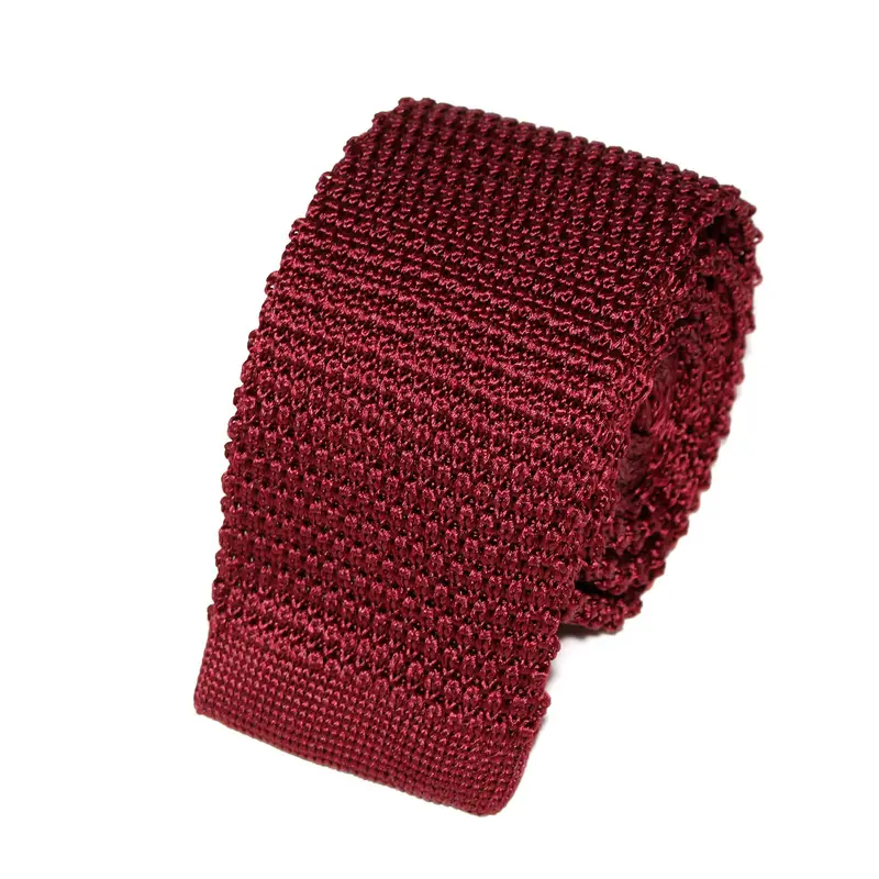 Cravate Tricot Bordeaux Unie en Soie