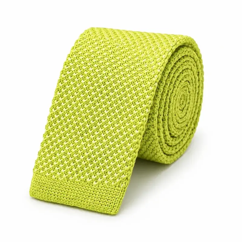 Cravate tricot jaune lime en microfibre