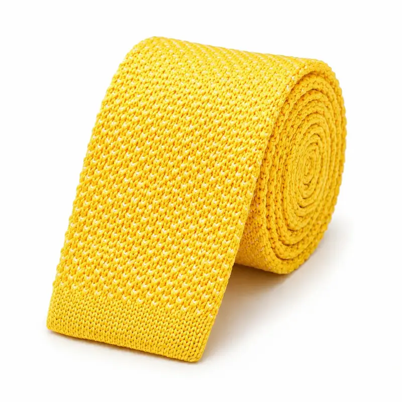 Cravate tricot jaune pastel en microfibre