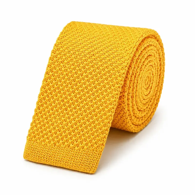 Cravate tricot jaune soleil en microfibre