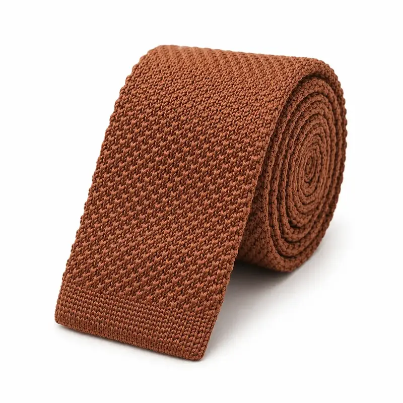 Cravate tricot marron chocolat en microfibre