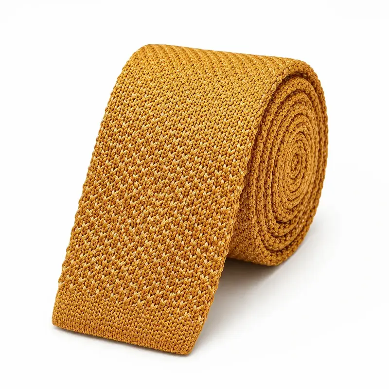 Cravate tricot moutarde en microfibre