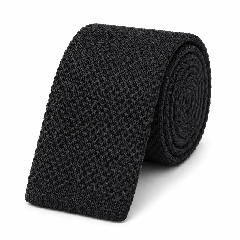 Cravate tricot noire en microfibre