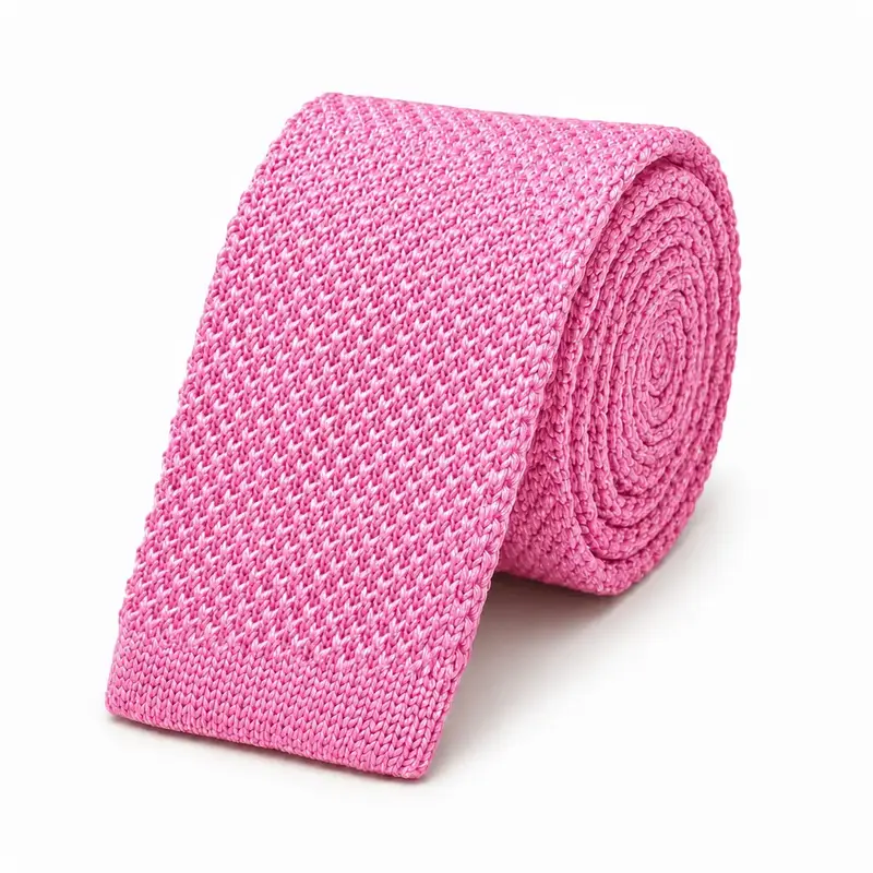 Cravate tricot rose bonbon