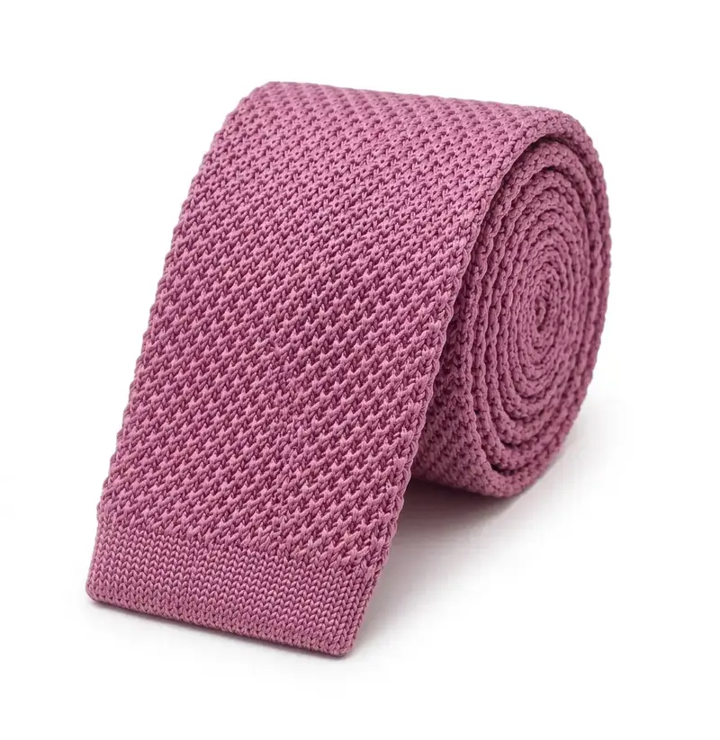 Cravate tricot rose framboise