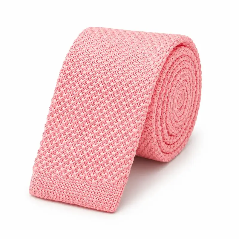 Cravate tricot rose saumon