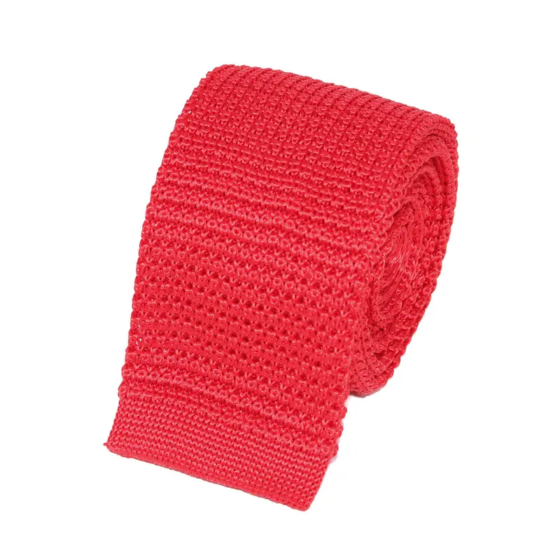 Cravate Tricot Rouge Unie en Soie