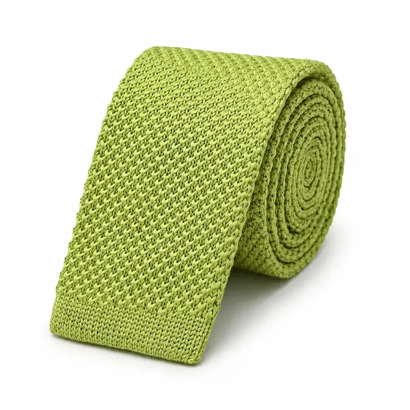 Cravate tricot vert anis en microfibre