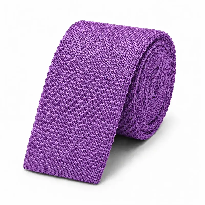 Cravate tricot violet lavande en microfibre