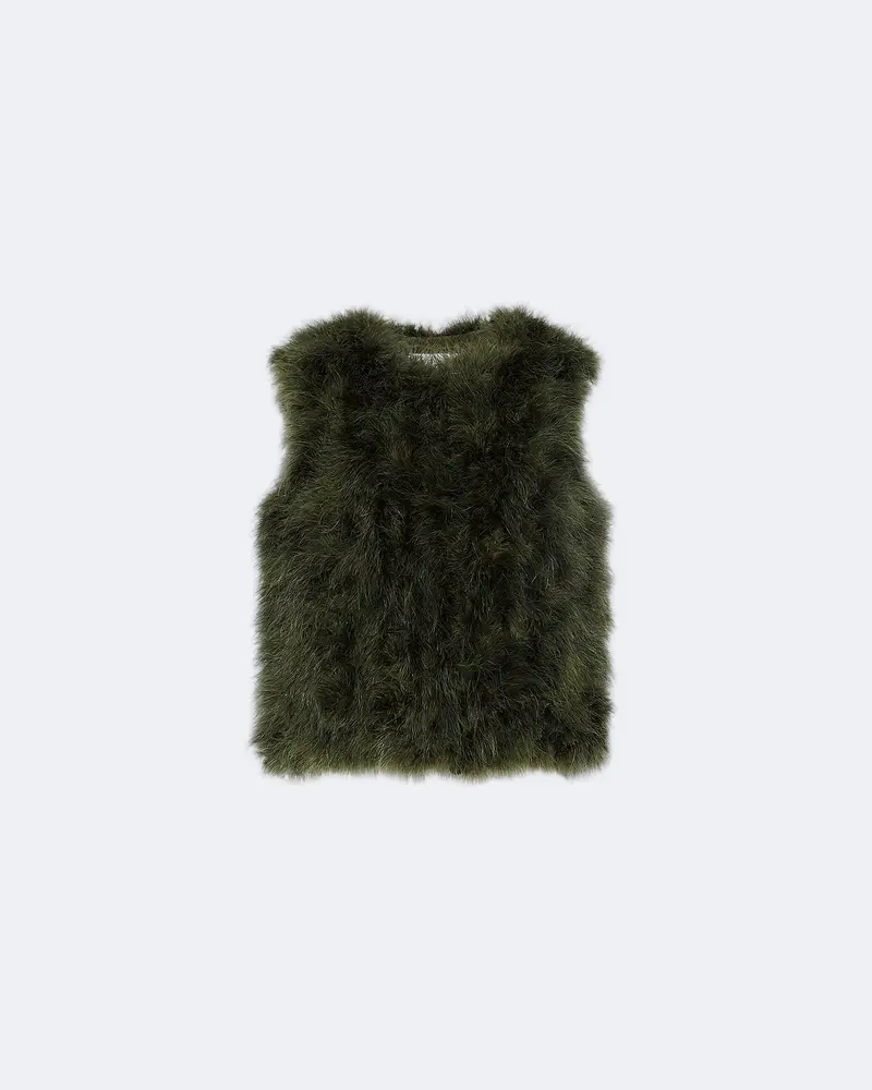 Cropped feather gilet