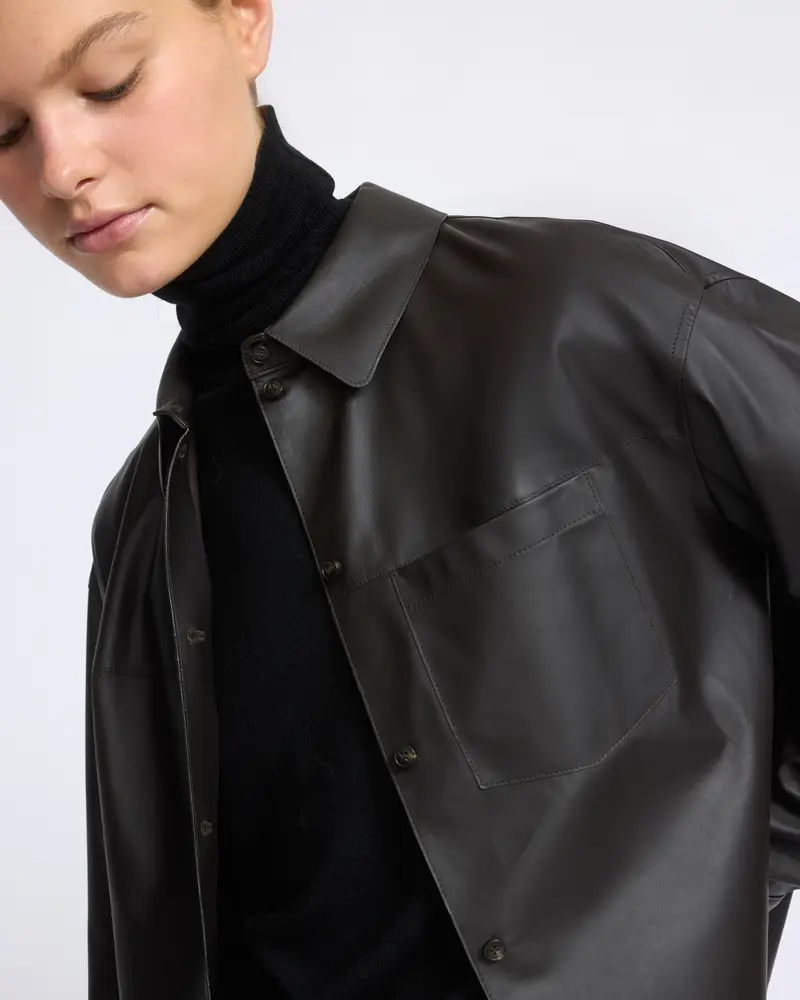 Cropped shirt in fine lamb leather
