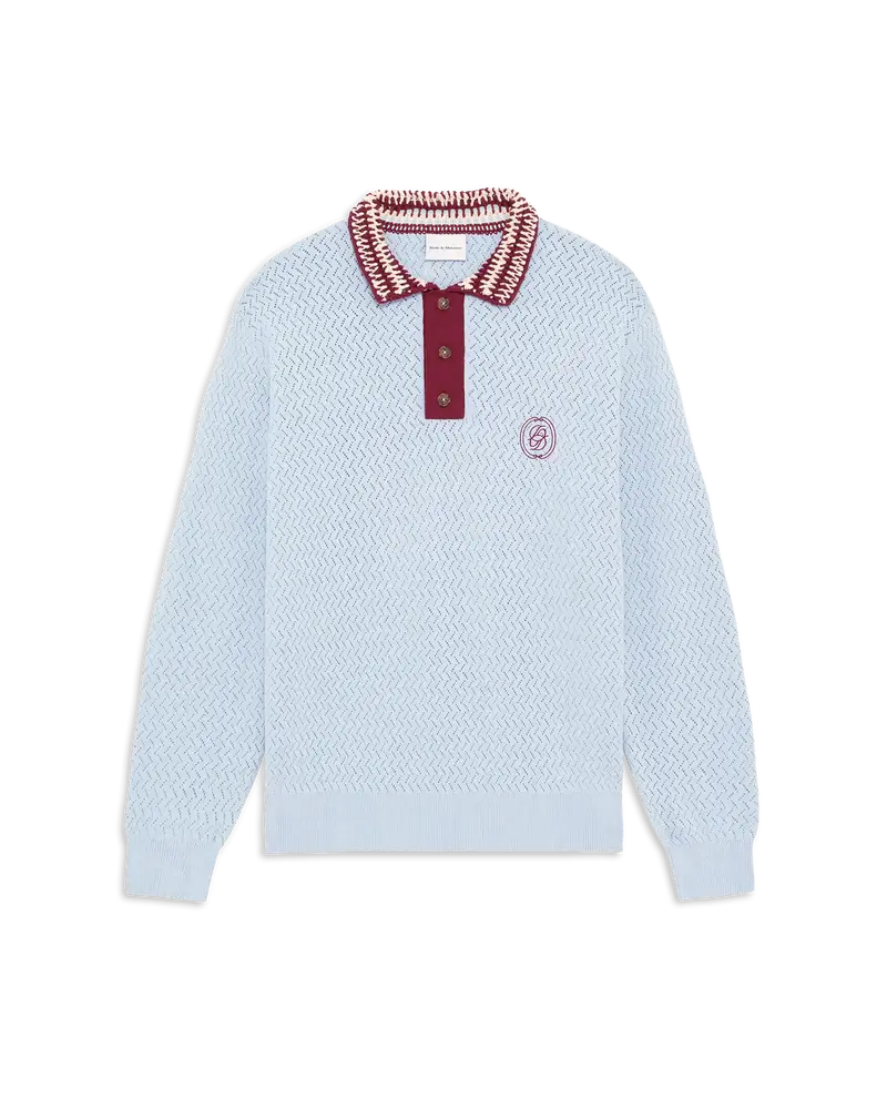 D Mirror Openwork Knit Polo
