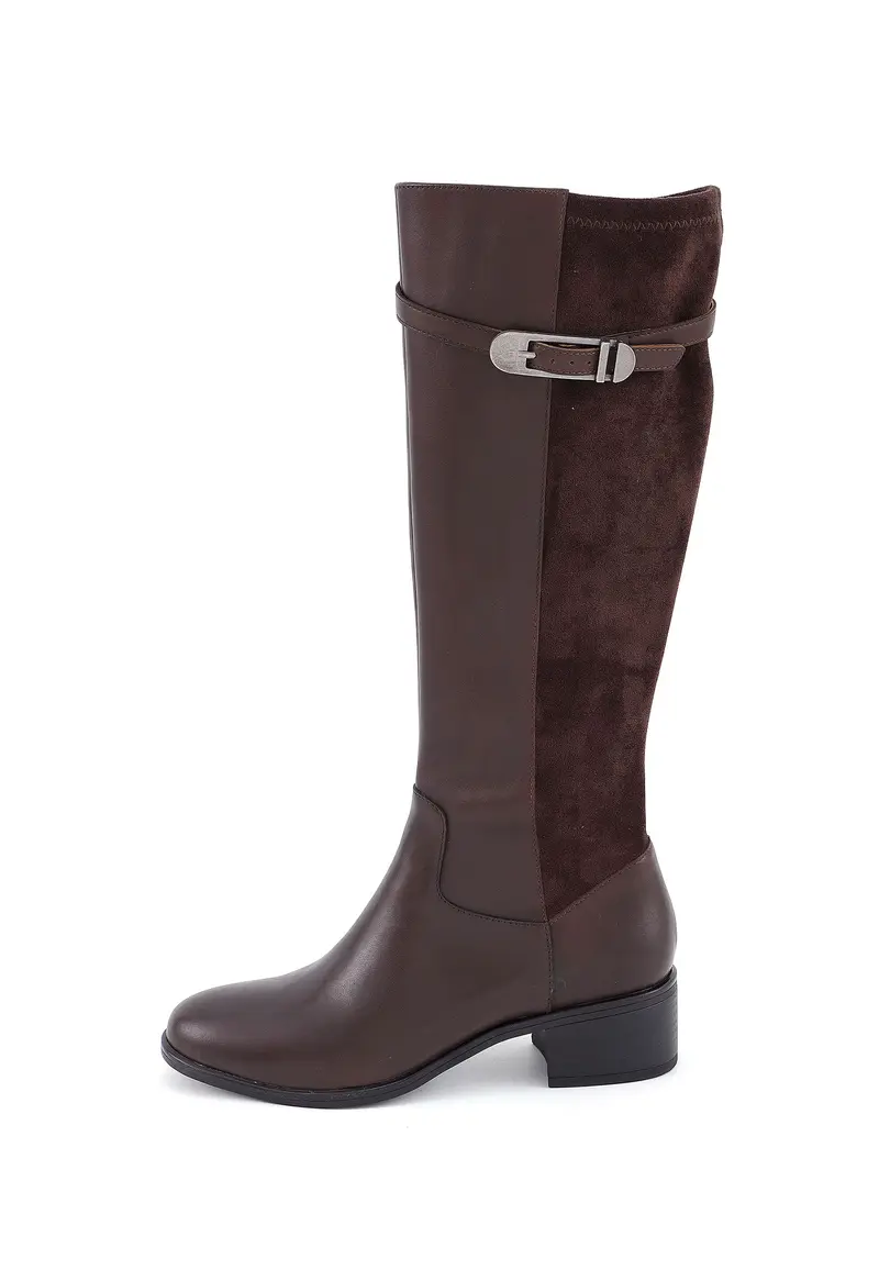 DAISIA - Bottes Bi-Matière en Cuir Marron