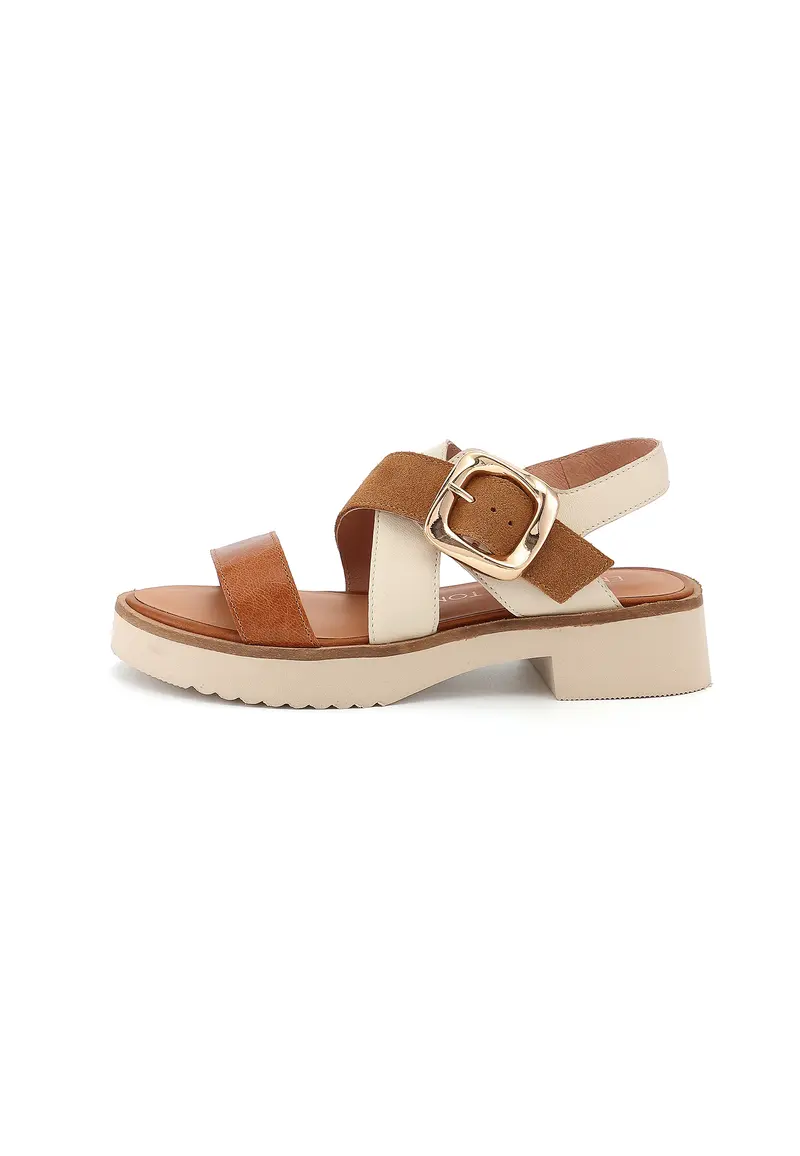 DANAE - Sandales à Plateforme en Cuir Camel