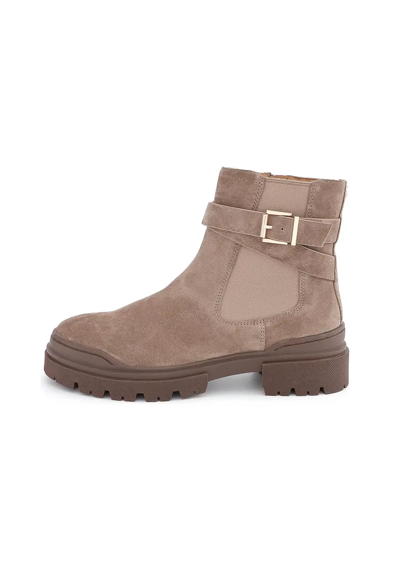 DANE - Bottines Crantées en Croûte de Cuir Taupe