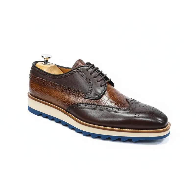 Derbies homme cuir croco