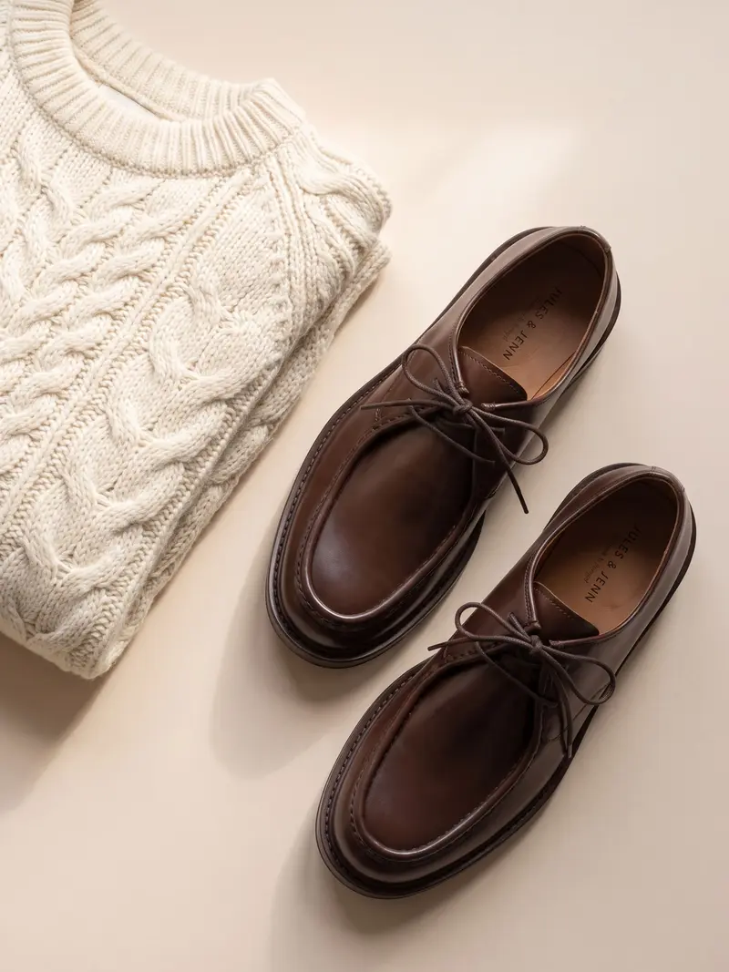 Derbies plateau cuir marron