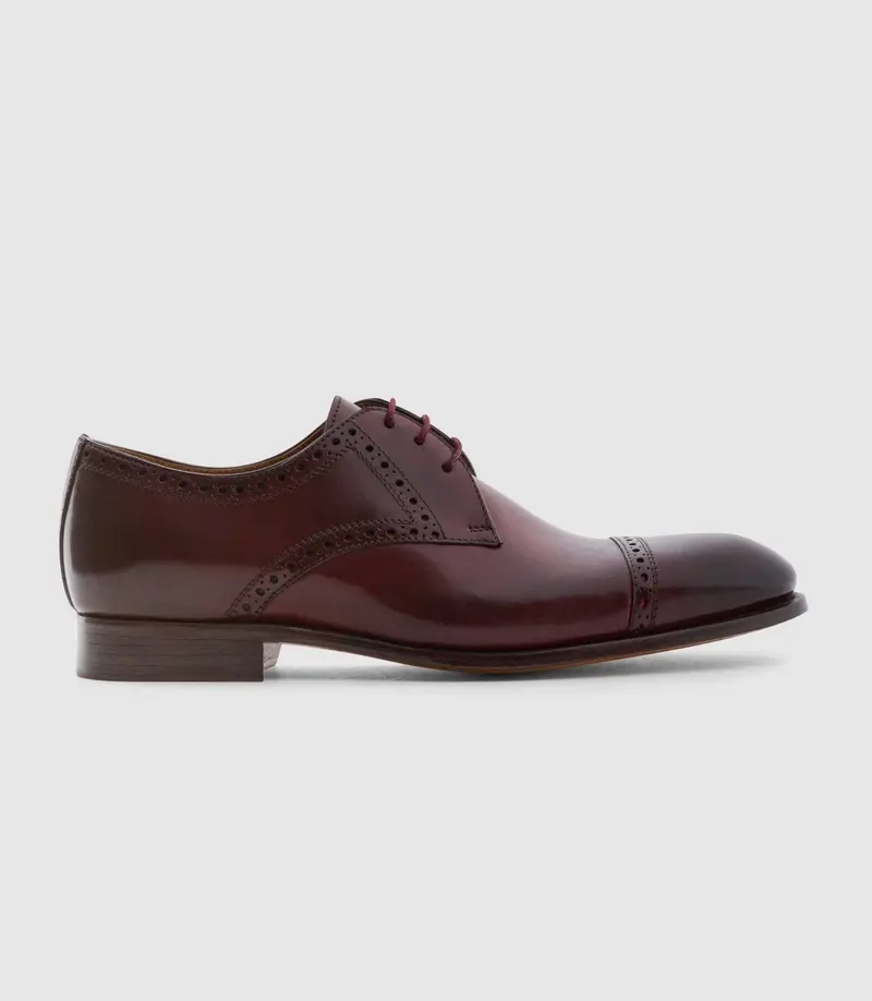 Derby couture en cuir bordeaux "Camillo"