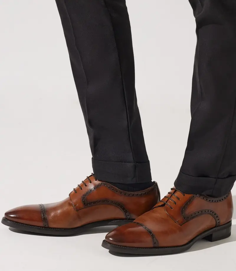 Derby couture en cuir marron clair OCTAVE