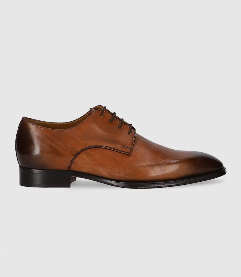 Derby couture en cuir marron clair ORENZO