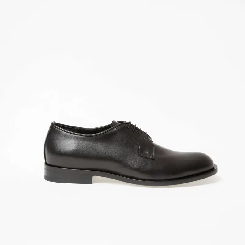 Derby Yves en cuir de veau lisse noir