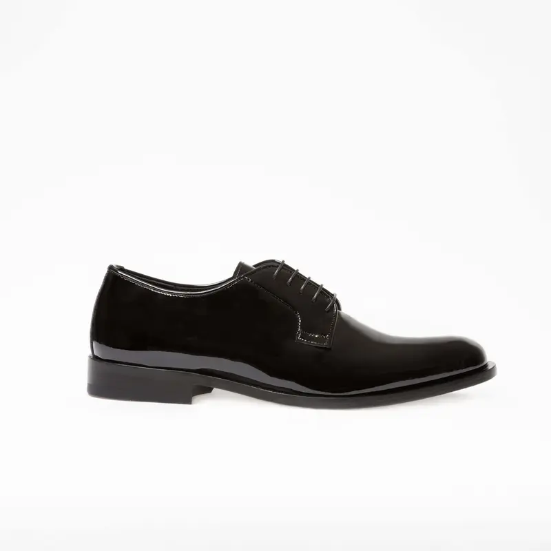 Derby Yves en cuir de veau vernis noir